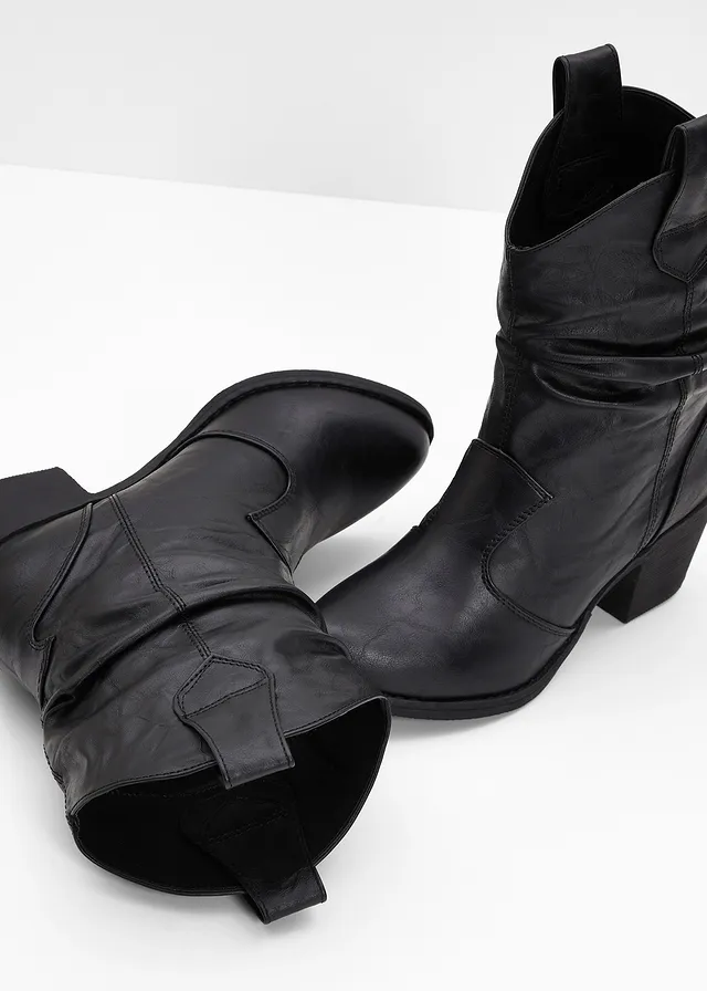 Cowboylaarsjes met plooitjes • zwart • product-page.page-title-suffix