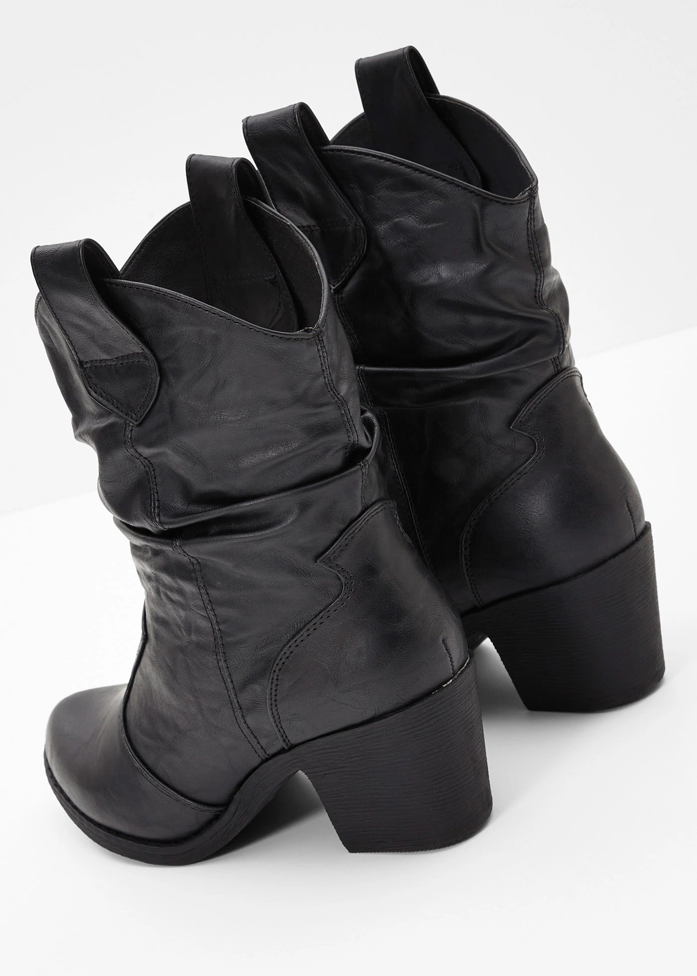 Bottines western à fronces • noir • Boutique bonprix