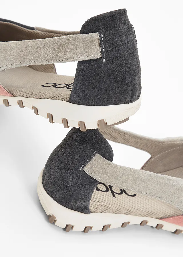 Ballerines en cuir velours, Couleur: gris/rose