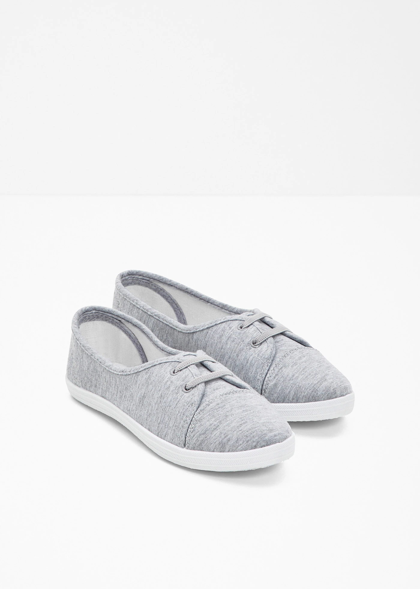 Ballerina's met decoratieve vetersluiting • grijs gemêleerd • bonprix online shop