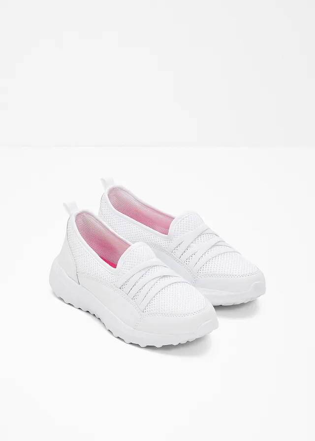 Comfortabele slip-in sneakers met een lichte zool, Kleur: wit