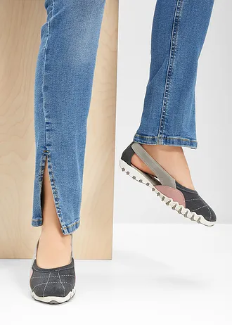 Baleríny z velurové kůže • šedo-růžová • bonprix obchod