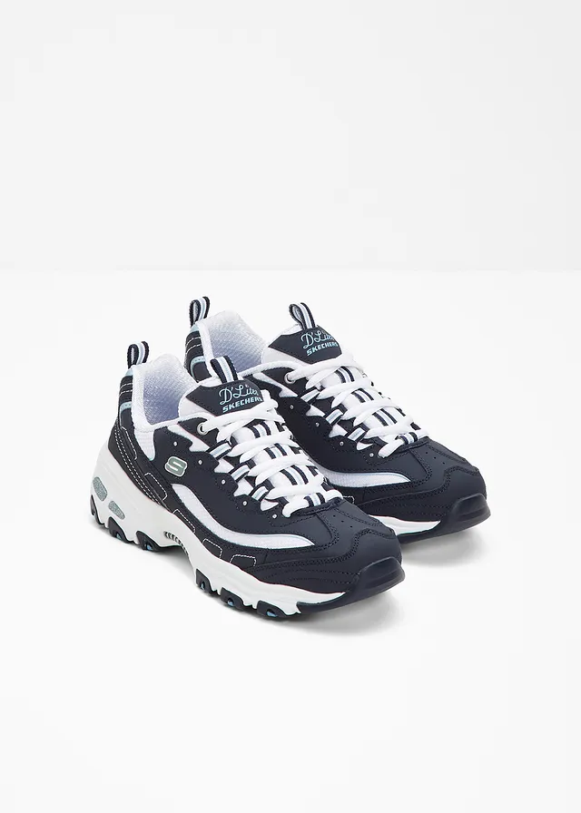 Sneakers chunky Skechers en cuir, Couleur: bleu foncé   blanc
