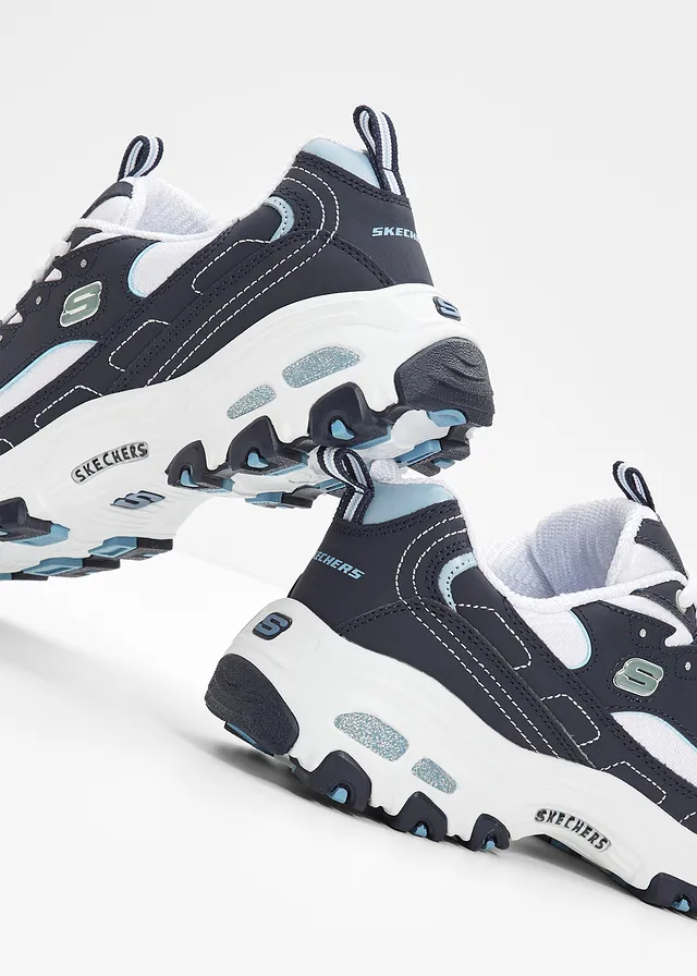 Sneakers chunky Skechers en cuir, Couleur: bleu foncé   blanc