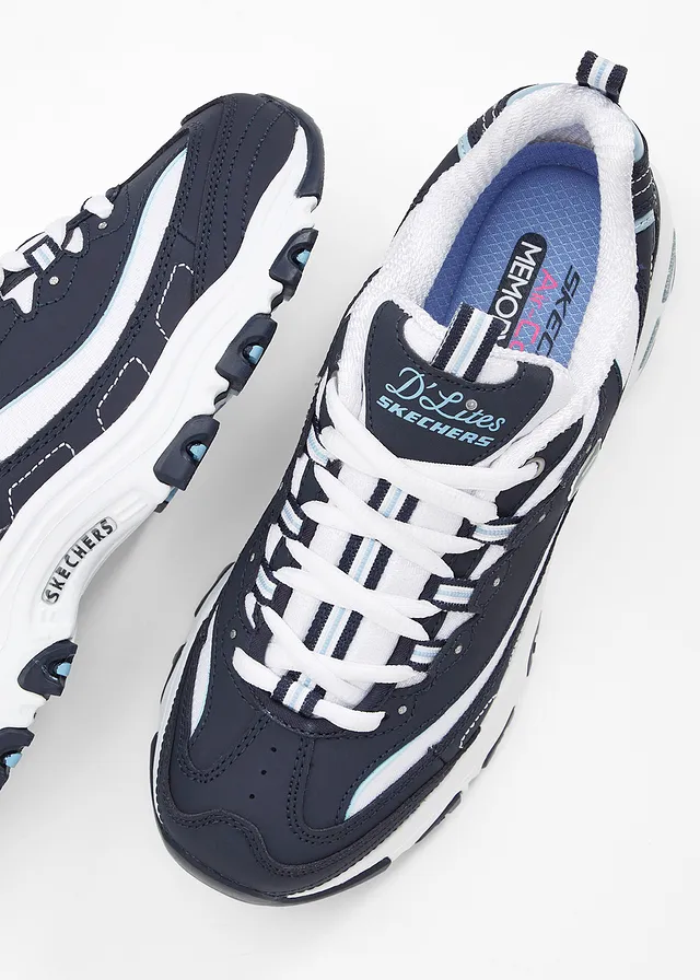 Sneakers chunky Skechers en cuir, Couleur: bleu foncé   blanc