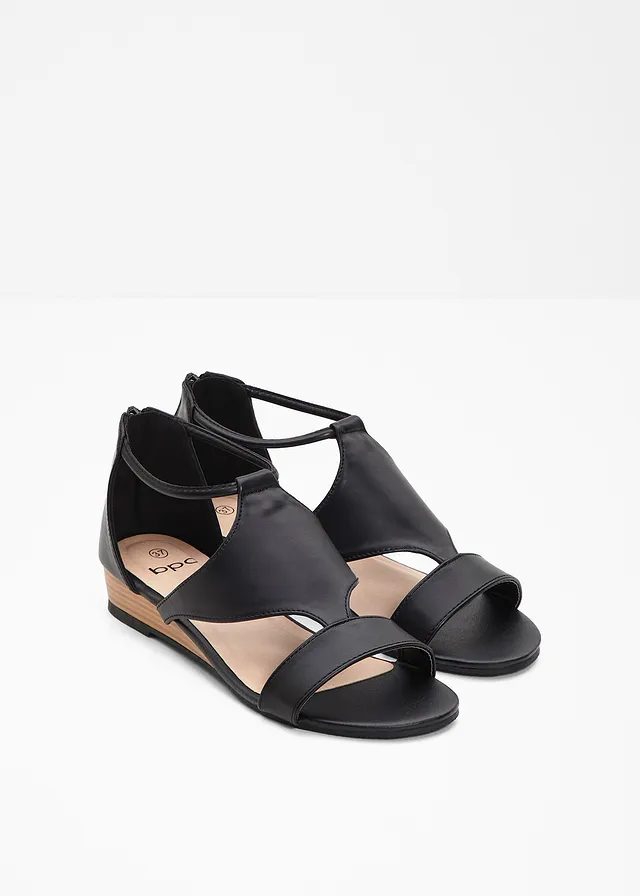 Sandales compensées, Couleur: noir