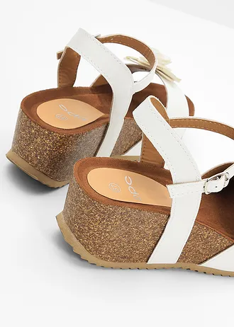 Sandaletten met sleehak en bloem • wit • bonprix online shop