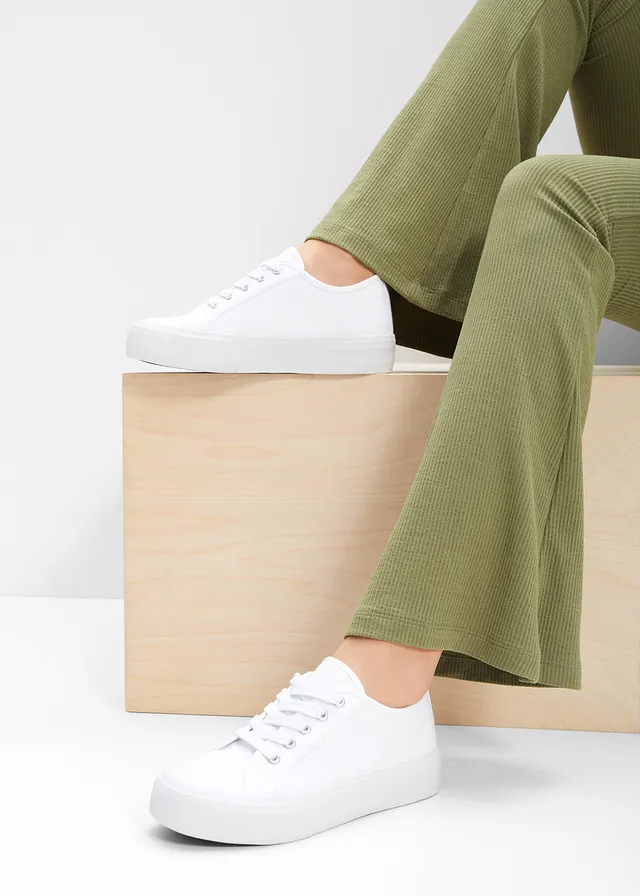 Plateau sneakers van katoen-canvas • wit • product-page.page-title-suffix
