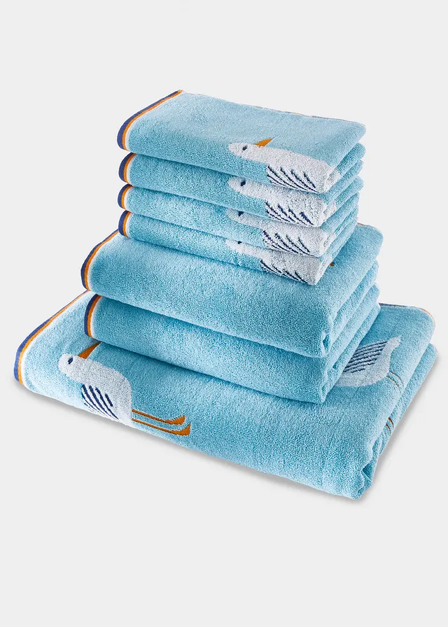 Serviette de toilette pur coton motif mouettes