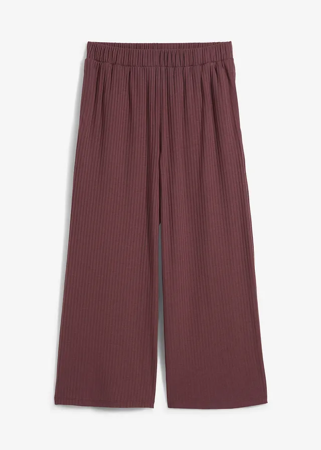 Geribde jersey broek met comfortabele tailleband • terrabruin • bonprix online shop