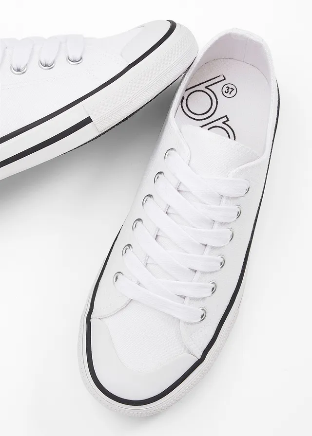 Sneakers van katoenen canvas, Kleur: wit