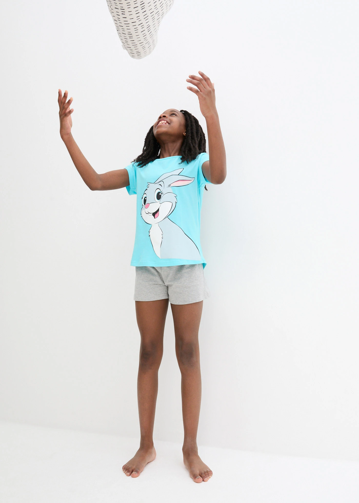 Rövidnadrágos pizsama puha pamuttal (2 db-os csomag) • vízkék-szeder-világosszürke melírozott-rózsaszín mintás • bonprix áruház