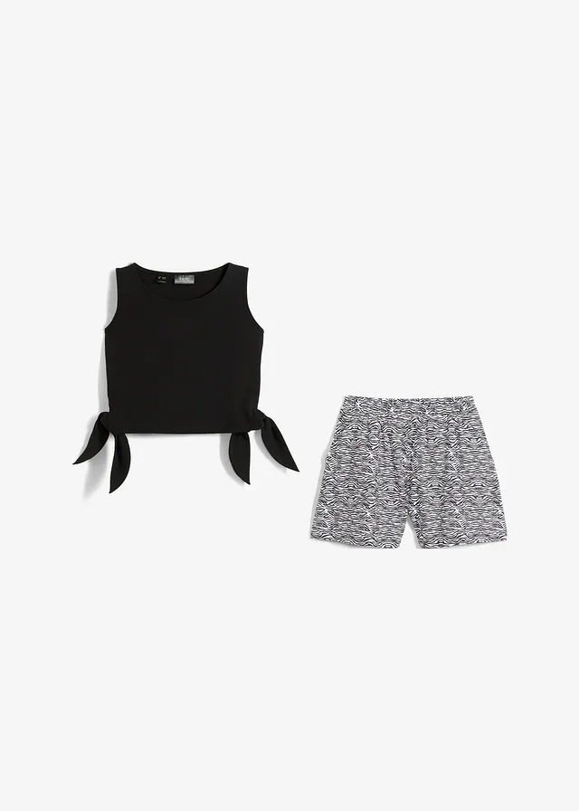 Ensemble fille top et short (ens. 2 pces.) en jersey de coton • noir / blanc • product-page.page-title-suffix