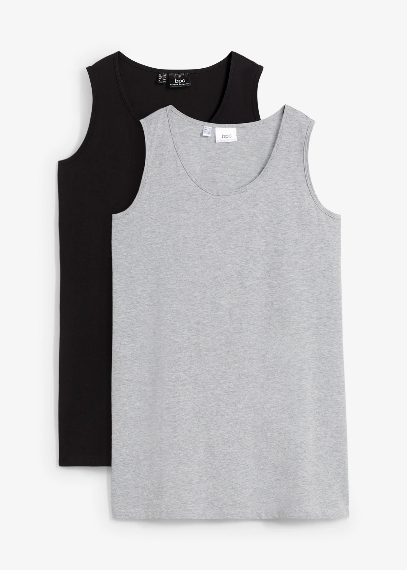 Longtop (set van 2) • zwart+lichtgrijs gemêleerd • bonprix online shop