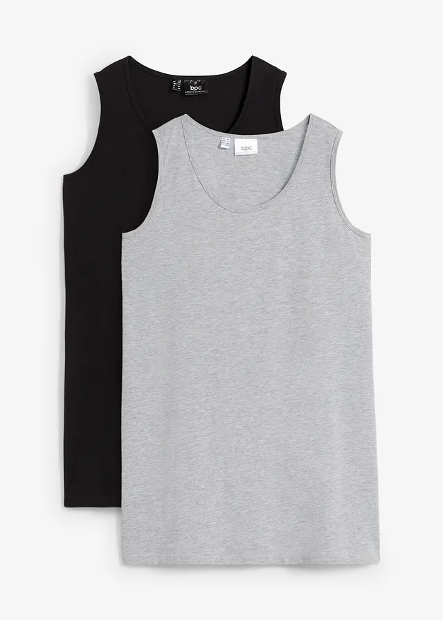 Longtop (set van 2) • zwart+lichtgrijs gemêleerd • bonprix online shop