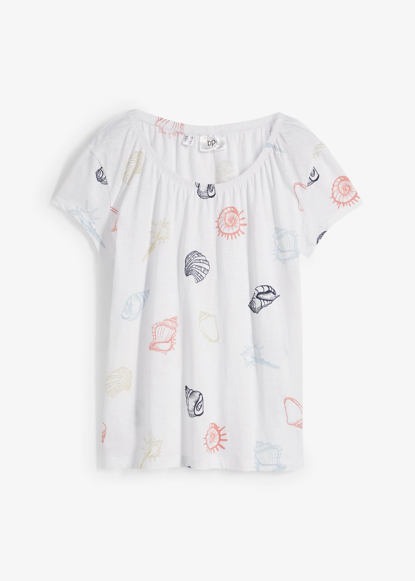 Bluză cu decolteu rotund, din bumbac organic, cu imprimeu • alb cu imprimeu • magazin bonprix