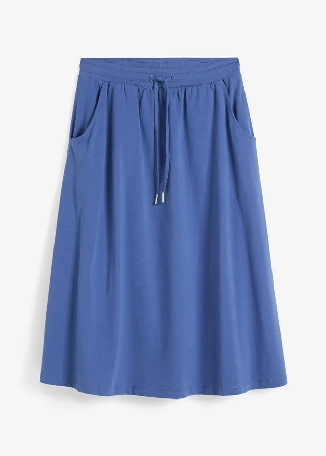 Fustă din jerse din amestec de bumbac • indigo deschis • magazin bonprix