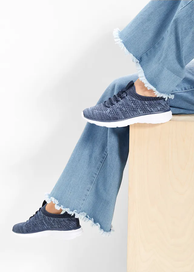 Sneakers à enfiler confortables en matière douce, Couleur: bleu