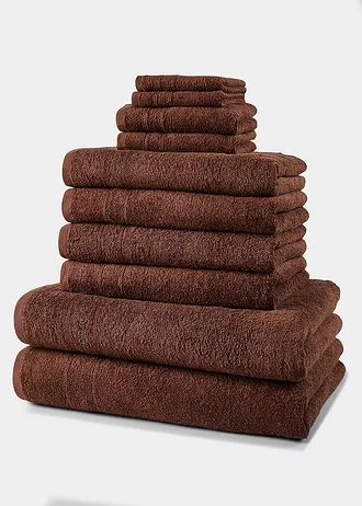 Set de prosoape de bumbac (set/10 piese) • maro-ciocolată • magazin bonprix