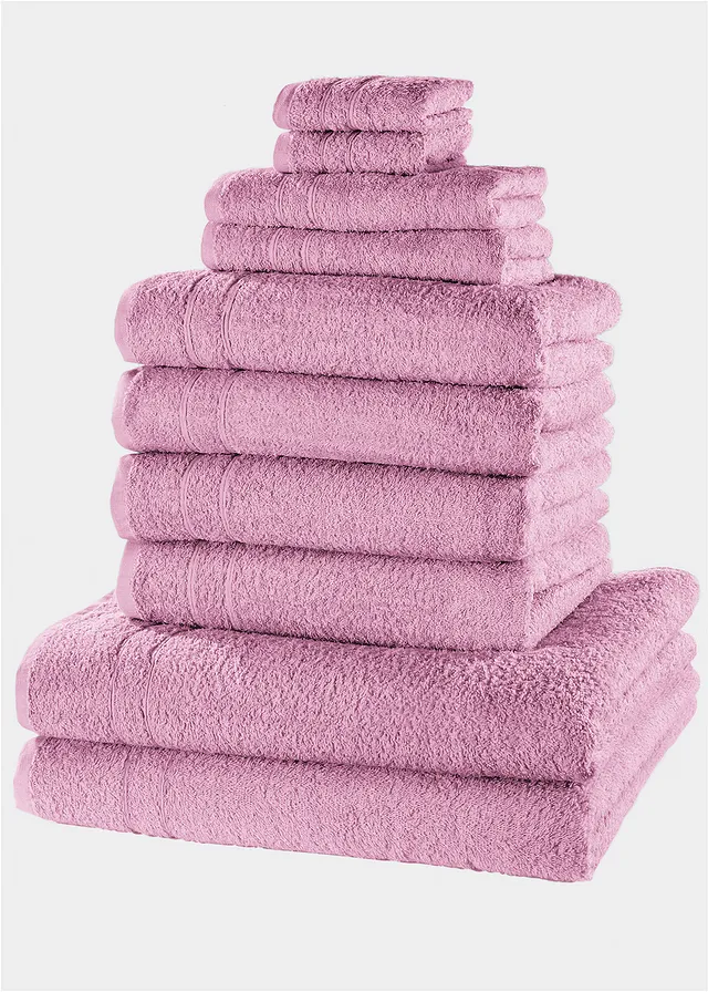Handdoek van katoen (10-dlg. set), Kleur: roze