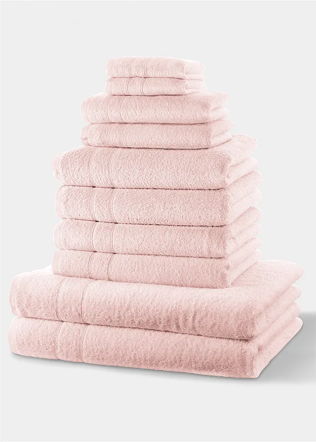 Handdoek van katoen (10-dlg. set), Kleur: roze