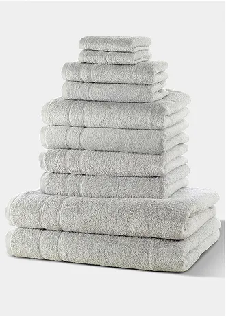 Set de prosoape de bumbac (set/10 piese) • gri • magazin bonprix