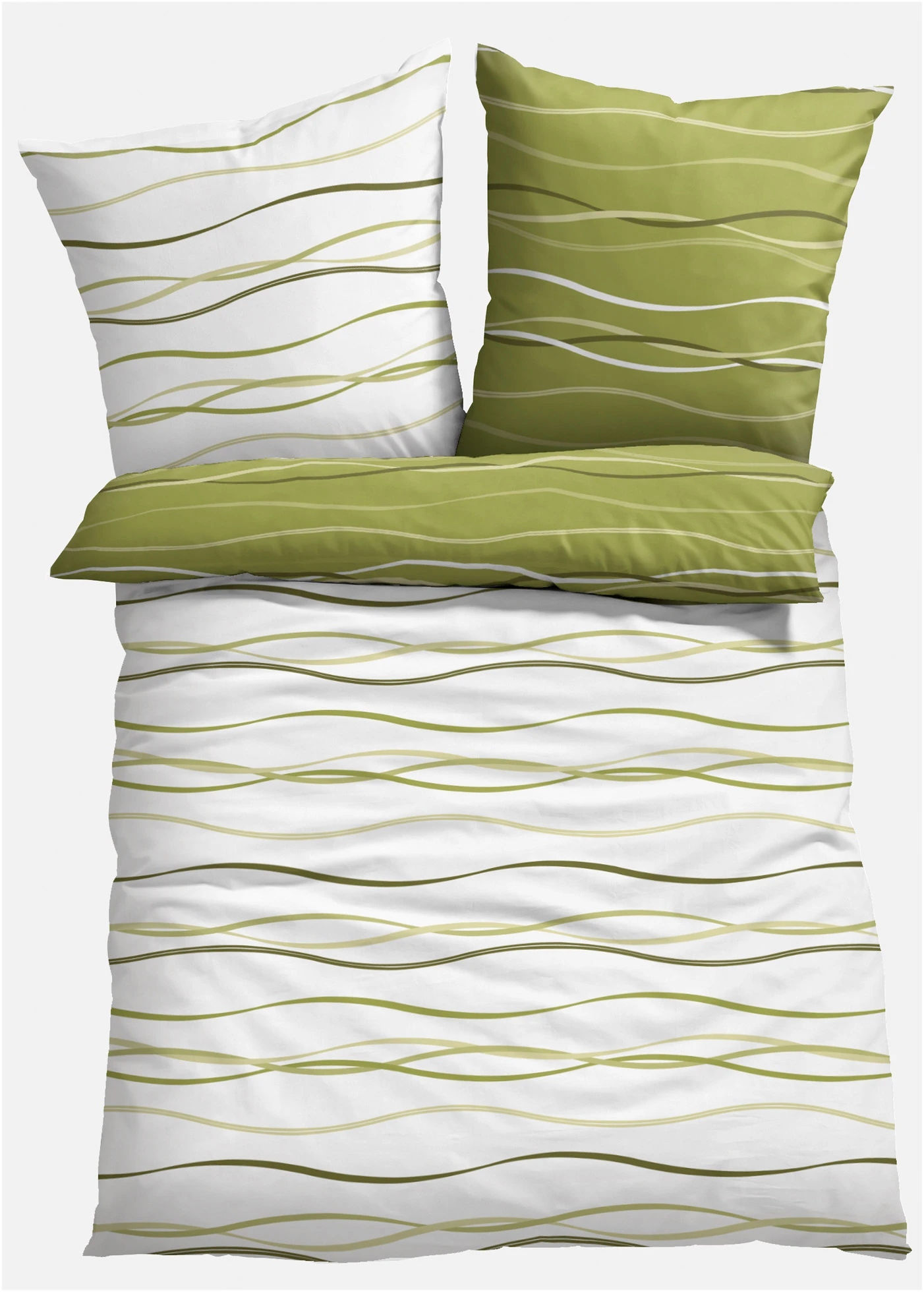 Parure de lit réversible en linon • vert • Boutique bonprix