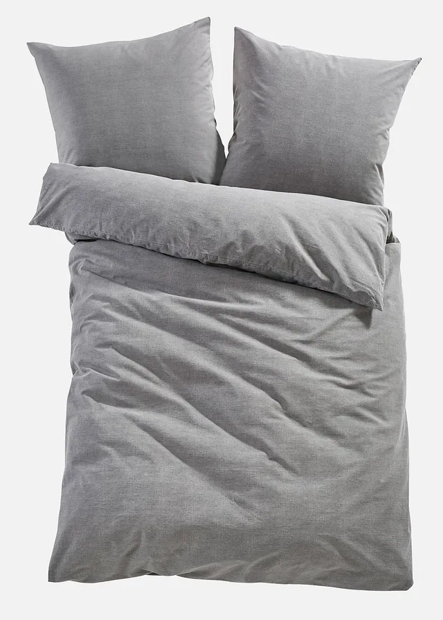 Lenjerie de pat din linou, cu aspect de in • gri • magazin bonprix