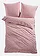 Lenjerie de pat din linou, cu aspect de in, culoare: roz