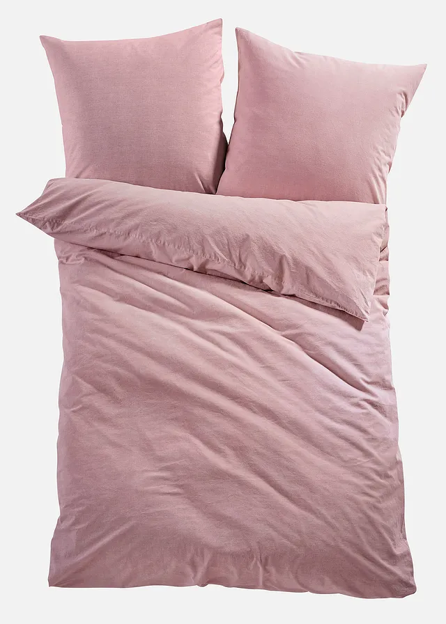 Lenjerie de pat din linou, cu aspect de in • roz antic • magazin bonprix