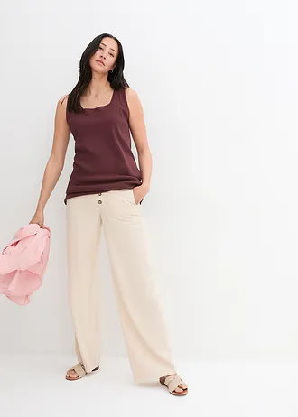 Pantalon palazzo en lin mélangé, long • beige sable • Boutique bonprix