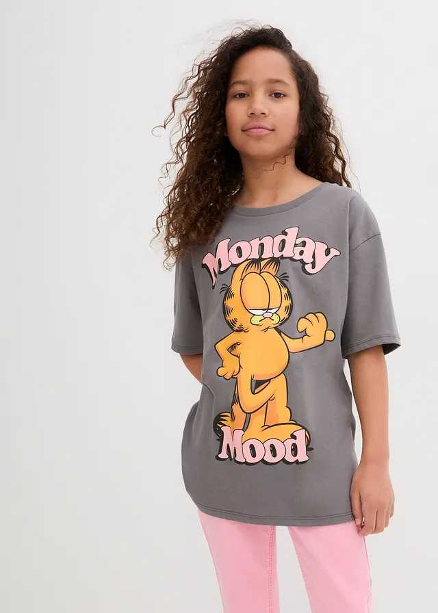 Meisjes jersey shirt van biologisch katoen, Kleur: donkergrijs