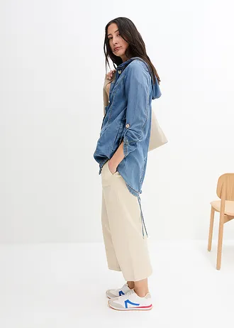 Zomerse blousejas met verkoelend linnen • middenblauw denim • bonprix online shop