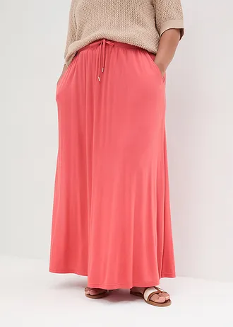 Jersey rok van een viscose-mix, Kleur: mat koraal