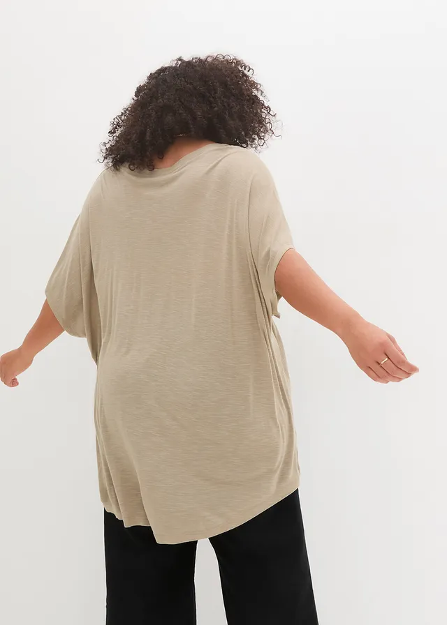 T-shirt en viscose fluide, Couleur: new kaki graphique