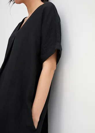 Sukienka kaftanowa z czystego lnu • czarny • sklep bonprix