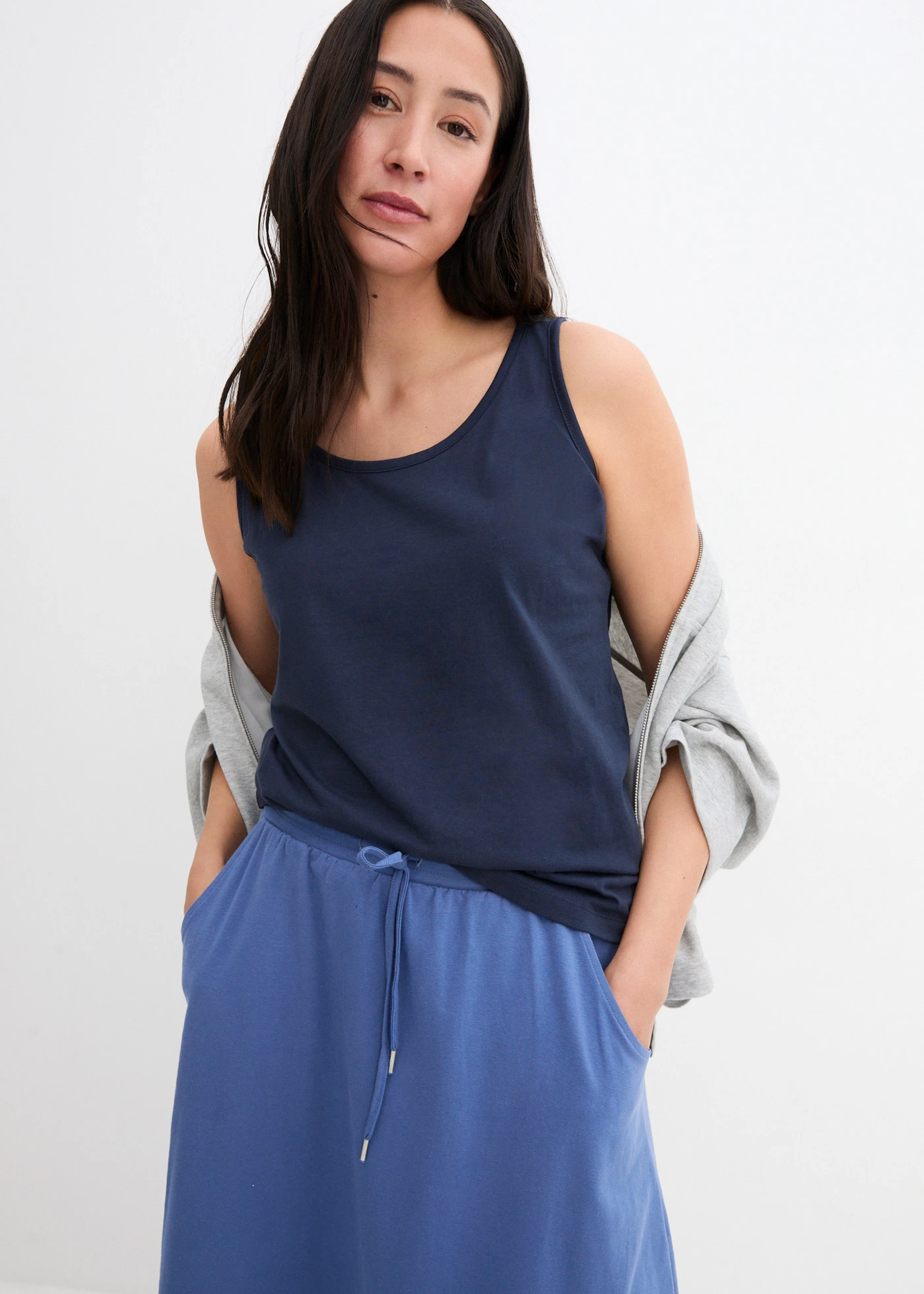 Jersey rok in een katoenmix • lichtindigo • bonprix online shop
