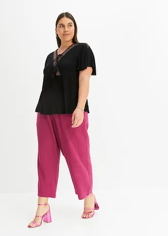 Marlene kalhoty z bavlněného mušelínu, barva: fialová