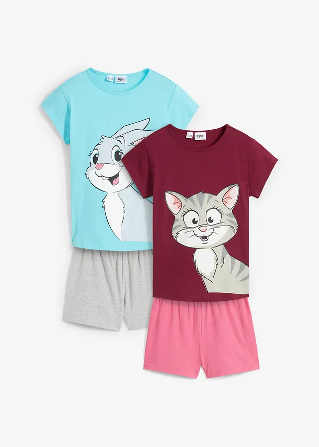 Pijama cu pantaloni scurți și bumbac moale (set/ 2 pijamale)