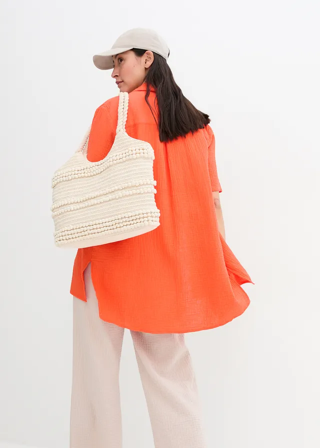Overhemdblouse van mousseline • mandarijnrood • product-page.page-title-suffix
