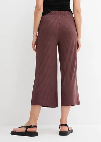 Pantalon en jersey côtelé à taille élastiquée, Couleur: acajou foncé