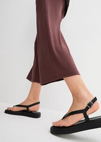 Geribde jersey broek met comfortabele tailleband • terrabruin • bonprix online shop