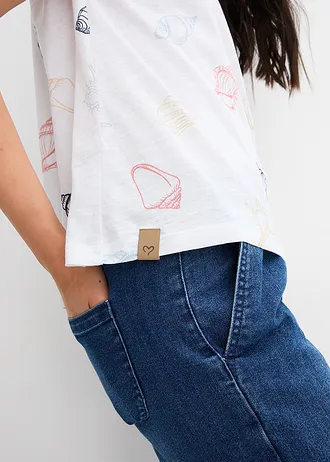 T-shirt z okrągłym dekoltem i nadrukiem, z bawełny organicznej • biały z nadrukiem • sklep bonprix