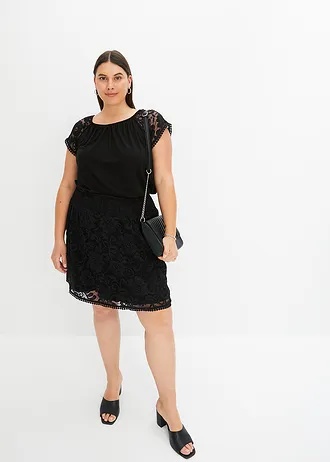 Shirt met kanten mouwen, Kleur: zwart