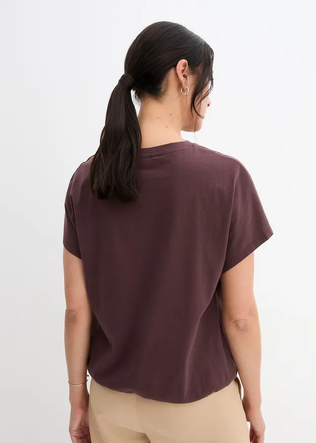 T-shirt avec détail noué à la base • brun terre • product-page.page-title-suffix