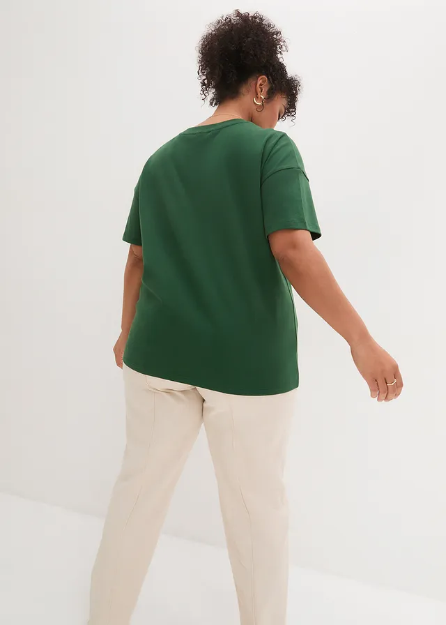 T-shirt oversize, Couleur: vert épicéa/naturel imprimé