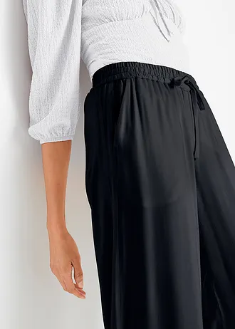 Kalhoty Marlene z mírně lesklé viskózy • černá • bonprix obchod