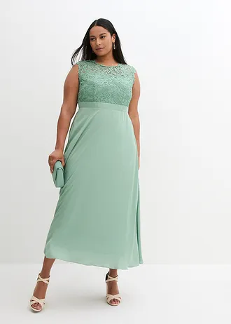 Maxi galajurk met kant, Kleur: pastelgroen