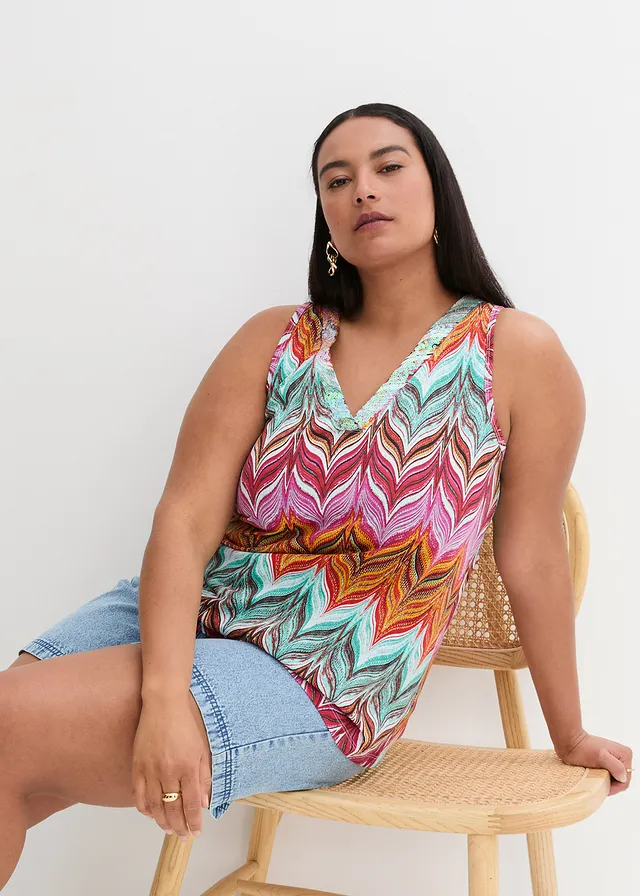 Haut à sequins, Couleur: multicolore imprimé