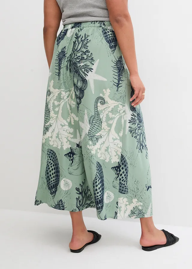 Maxi rok van viscose, Kleur: pastelgroen